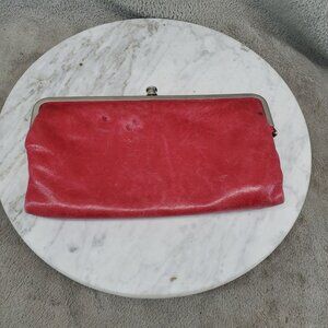 Hobo Purse Womens 8"x4" Hot Pink Leather Double Frame Snap Folding Wallet *Read*